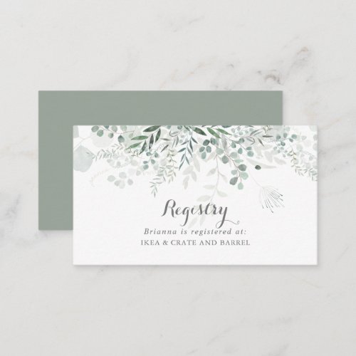 Minimalist Eucalyptus Wedding Gift Registry Enclosure Card