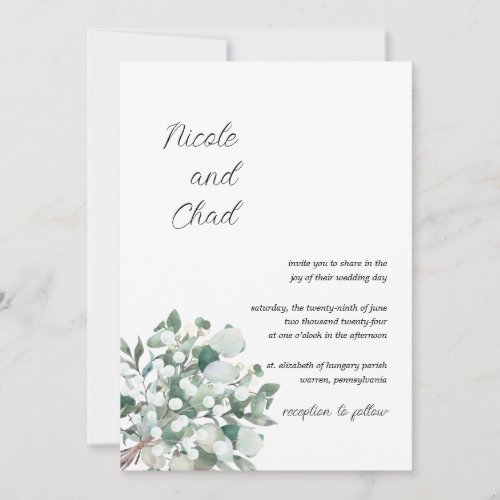 Minimalist Eucalyptus Wedding Invitation
