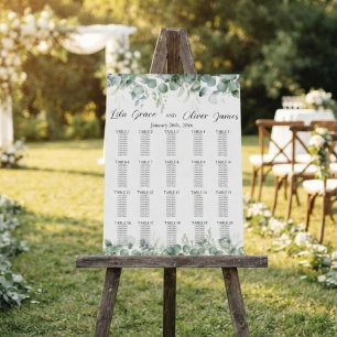 Minimalist Eucalyptus Wedding Seating Chart Foam Board