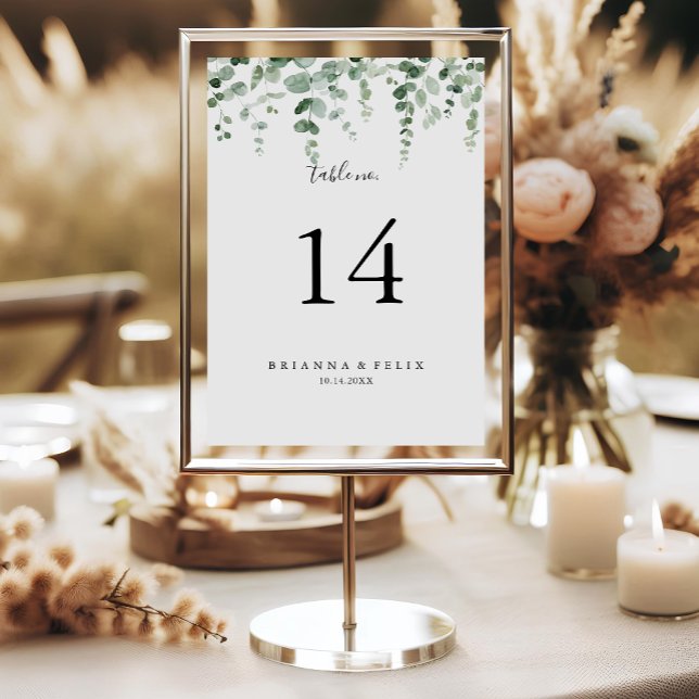 Minimalist Eucalyptus Wedding  Table Number (Creator Uploaded)