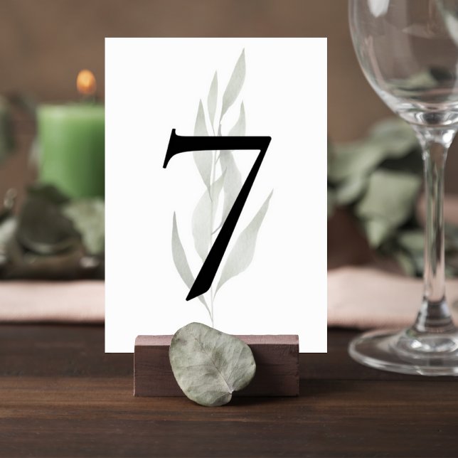Minimalist Eucalyptus Wedding Table Number Sign (Creator Uploaded)