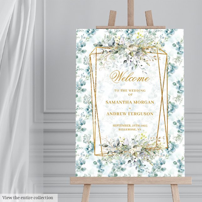 Minimalist Eucalyptus Wedding Welcome Sign (Minimalist Eucalyptus Wedding Welcome Sign)