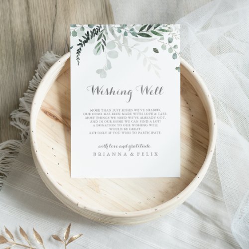 Minimalist Eucalyptus Wedding Wishing Well Enclosure Card