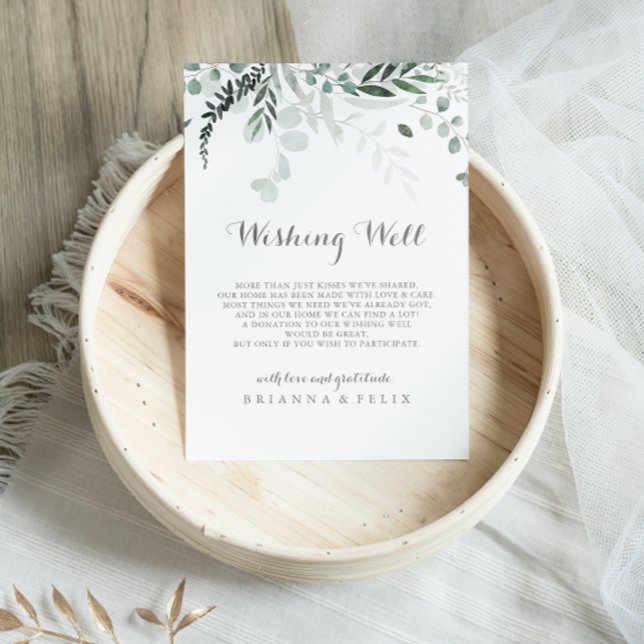 Minimalist Eucalyptus Wedding Wishing Well Enclosure Card (Creator Uploaded)