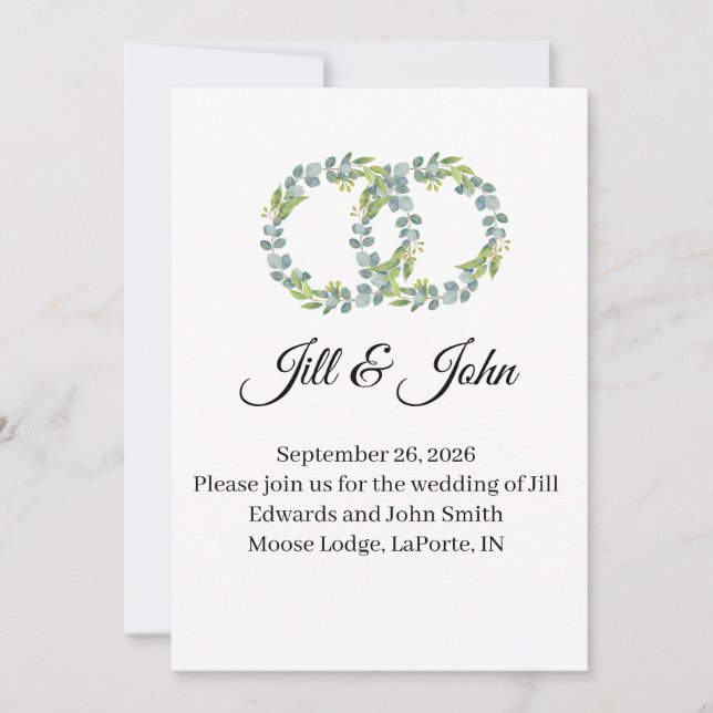 Minimalist Eucalyptus Wreath Wedding Announcement (Front)
