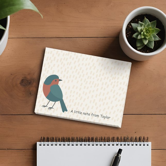 Minimalist European Robin Cute Teal Bird Drawing Post-it Notes (Personalized notepad with a minimalist robin design, a cheerful desk accent for bird lovers.)