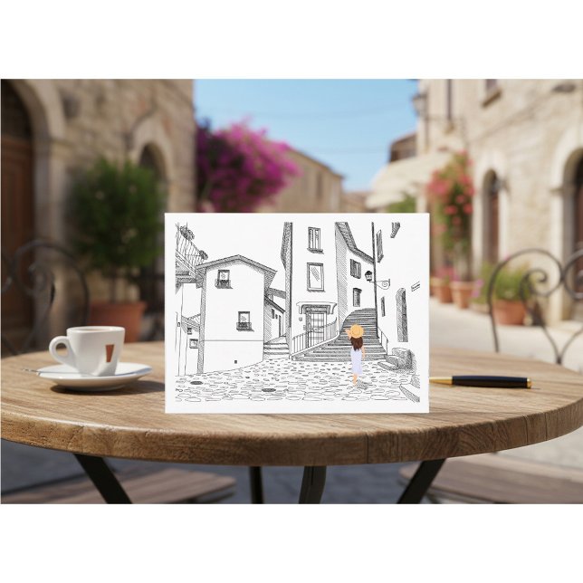 Minimalist European Street Illustration  Postcard (Creator Uploaded)