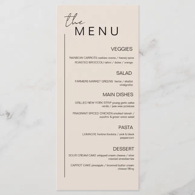 Basic Event Menu Minimalist Event Menu | Zazzle