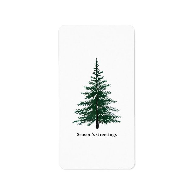 Minimalist Evergreen Tree Design Simple Hand-Draw Label (Front)