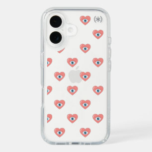 Minimalist Evil Eye Heart Icon – Modern Graphic iPhone 16 Case