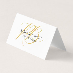 Minimalist Exclusive Modern Gold Color Monogram Business Card
