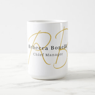 Minimalist Exclusive Modern Gold Color Monogram Coffee Mug