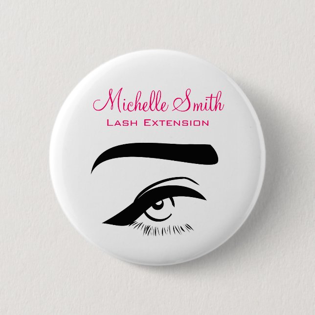 Minimalist Eye Black White Lash Extension Makeup  Button (Front)