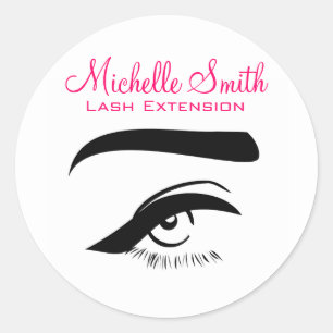 Minimalist Eye Black White Lash Extension Makeup  Classic Round Sticker