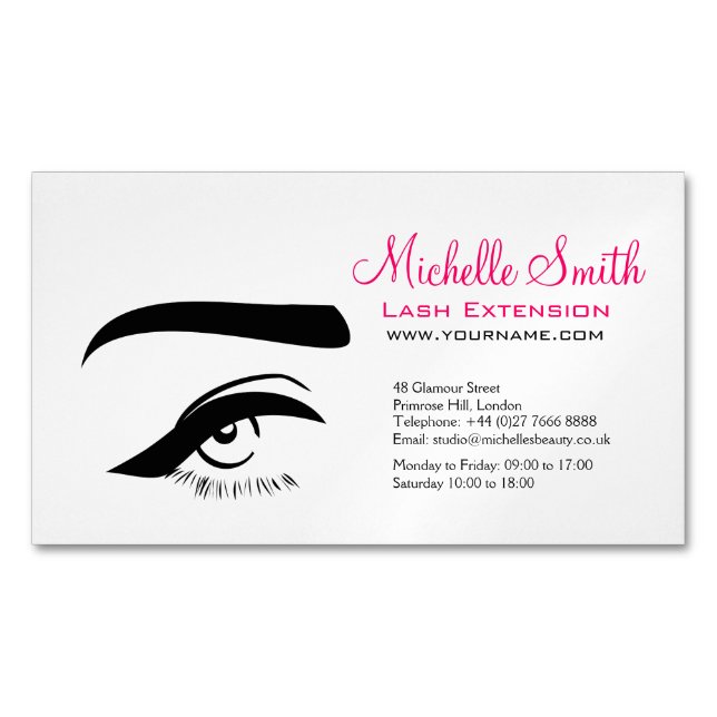 Minimalist Eye Black White Lash Extension Makeup  Magnetic Business Card (Front)