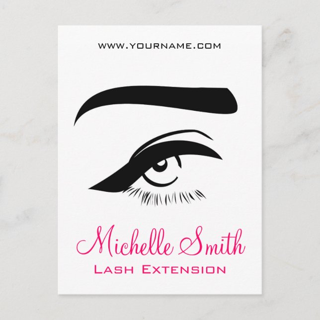 Minimalist Eye Black White Lash Extension Makeup  Postcard (Front)