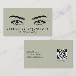 Minimalist Eyelashes Extensions Salon Foil Stars Business Card