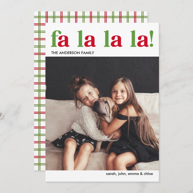 Minimalist Fa La La Christmas Photo Card (Front/Back)