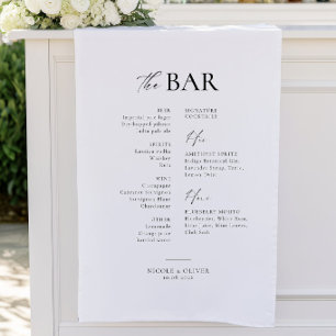 Minimalist Fabric Wedding Bar Signature Drinks House Flag