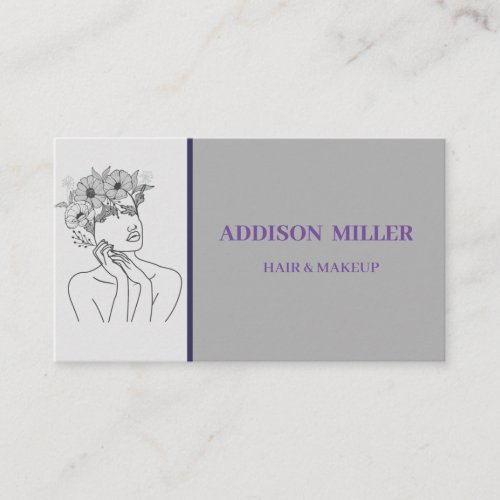 Minimalist Face Beauty hair  makeup QR code  Business Card