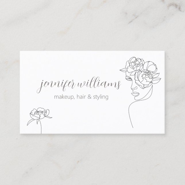 Minimalist Face Beauty Logo Makeup Artist Business Card (Front)