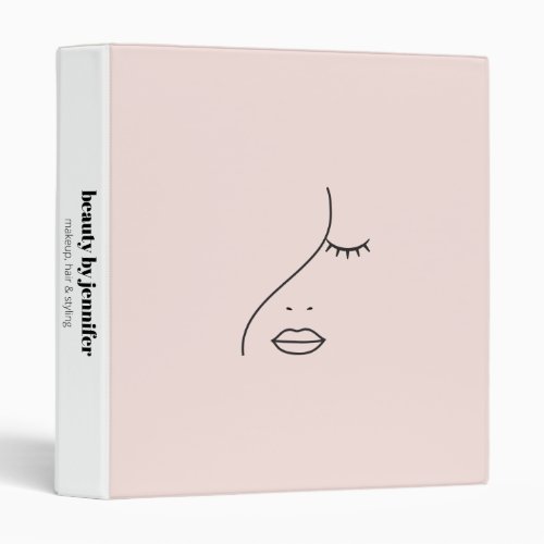 Minimalist Face Beauty Logo Makeup Artist Pink 3 Ring Binder