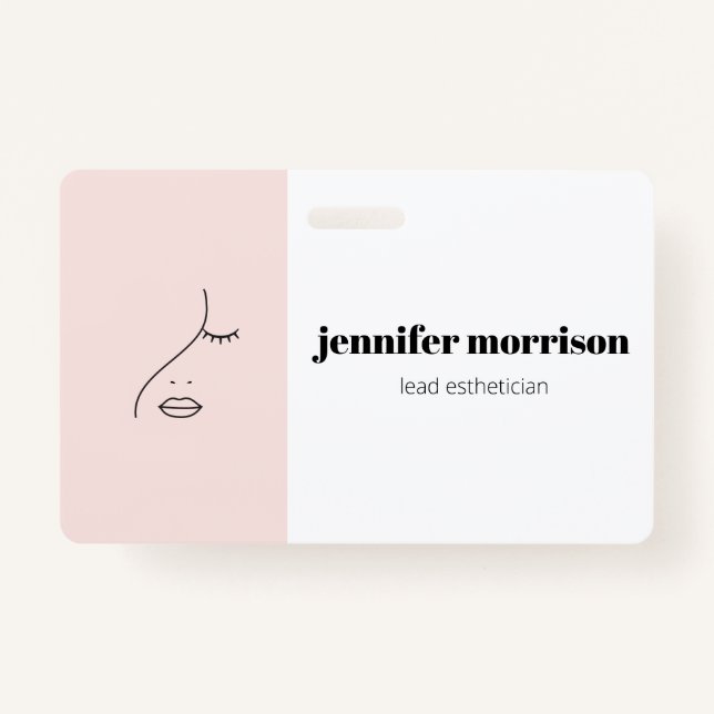 Minimalist Face Beauty Logo Makeup Artist Pink Badge (Front)