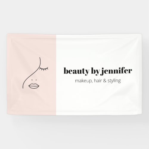 Minimalist Face Beauty Logo Makeup Artist Pink Banner