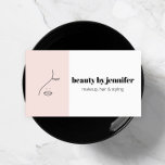 Minimalist Face Beauty Logo Makeup Artist Pink Business Card at Zazzle