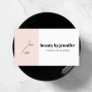 Minimalist Face Beauty Logo Makeup Artist Pink Business Card