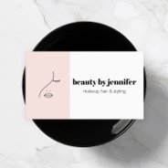 Minimalist Face Beauty Logo Makeup Artist Pink Business Card at Zazzle