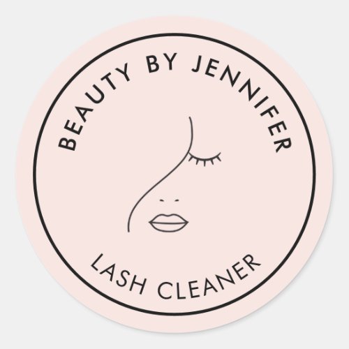 Minimalist Face Beauty Logo Makeup Artist Pink Classic Round Sticker
