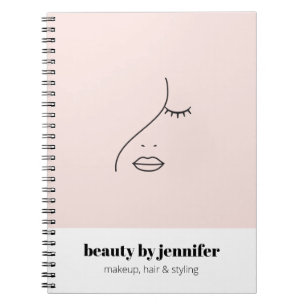 Minimalist Face Beauty Logo Makeup Artist Pink Notebook