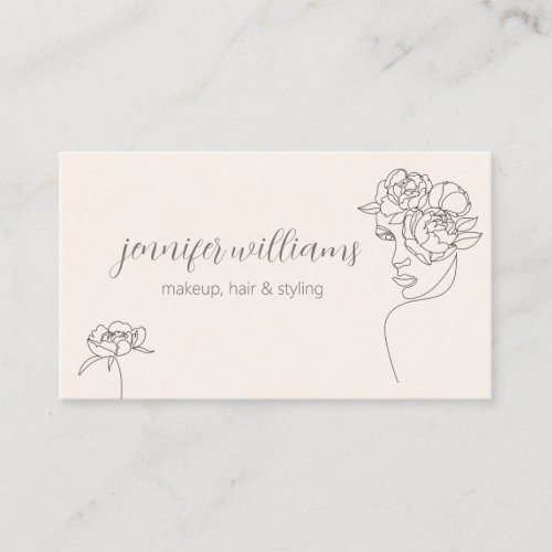 Minimalist Face Beauty Logo Makeup Artist Pink QR  Business Card