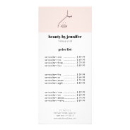 Minimalist Face Beauty Logo Makeup Artist Pink Rack Card at Zazzle
