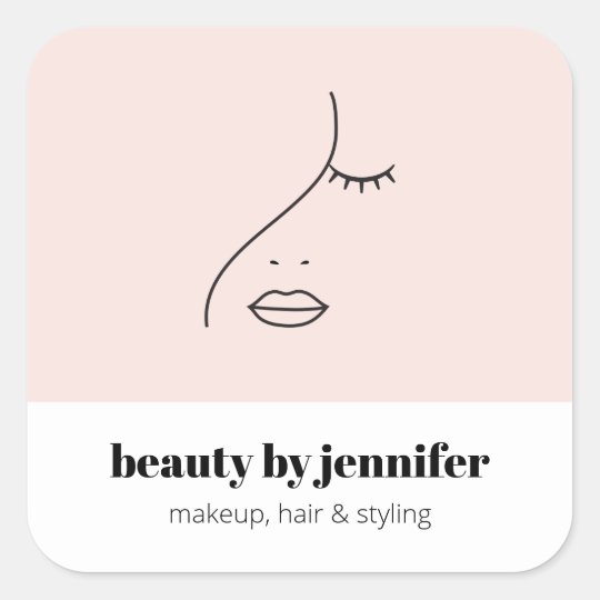 This modern and sophisticated business card design features a hand-drawn, minimalistic illustration of a woman's face. Set on pastel pink and ...