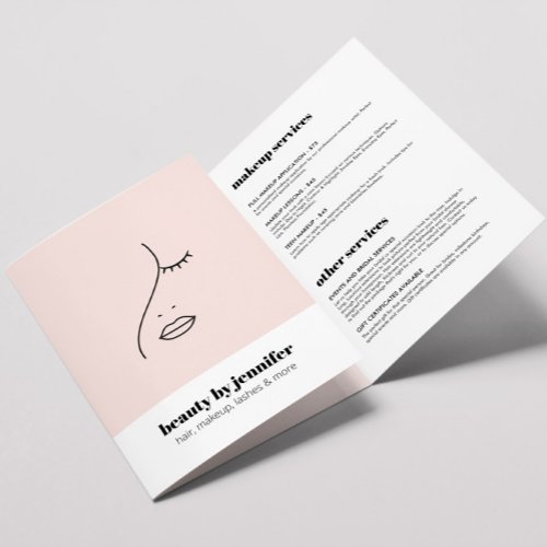 Minimalist Face Beauty Logo Makeup Lashes Brochure