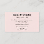 Minimalist Face Beauty Logo Pink Appointment Business Card (Back)