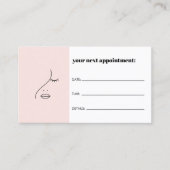 Minimalist Face Beauty Logo Pink Appointment Business Card (Front)