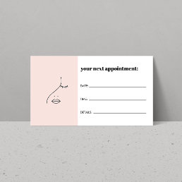 Minimalist Face Beauty Logo Pink Appointment Business Card
