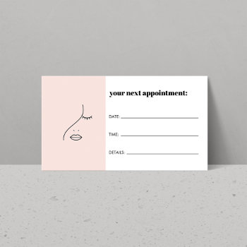 Minimalist Face Beauty Logo Pink Appointment Business Card by 1201am at Zazzle