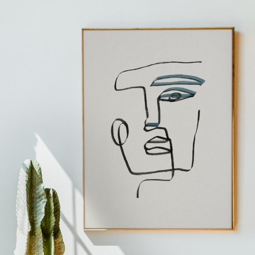 Minimalist Face Line Art Drawing Poster