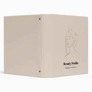 Minimalist Face Logo Hair Beauty Makeup Neutral 3 Ring Binder