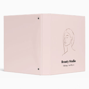 Minimalist Face Logo Hair Beauty Makeup Pink 3 Ring Binder