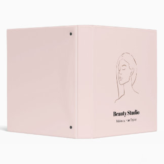 Minimalist Face Logo Hair Beauty Makeup Pink 3 Ring Binder