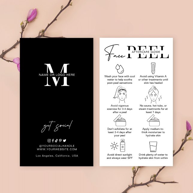 Minimalist Face Peel Aftercare Guide Instructions Business Card (Creator Uploaded)
