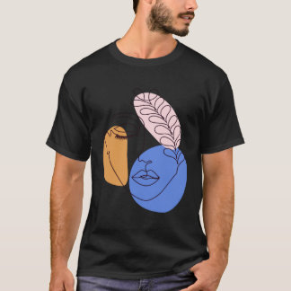 Minimalist Face Woman Line Positive Motivation Aes T-Shirt
