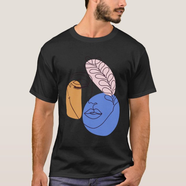 Minimalist Face Woman Line Positive Motivation Aes T-Shirt (Front)