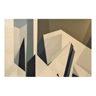 Minimalist Faceted Geometry Wood Wall Art