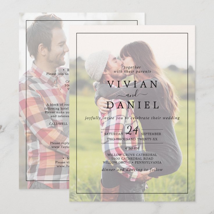 Minimalist | Faded Photo All In One Wedding Invita Invitation | Zazzle